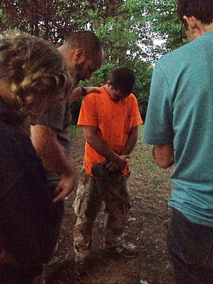 We shared the gospel with this man while "prayer knocking" and prayed for him.